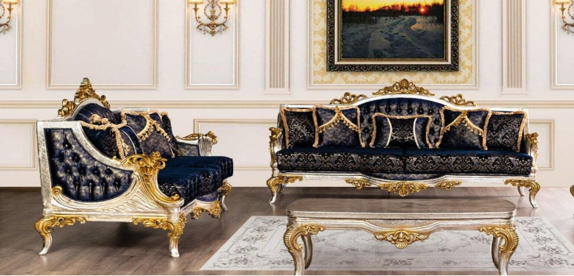 Luxury sofa set 3+3 seat sofas armchair set suite style baroque 2-piece classic