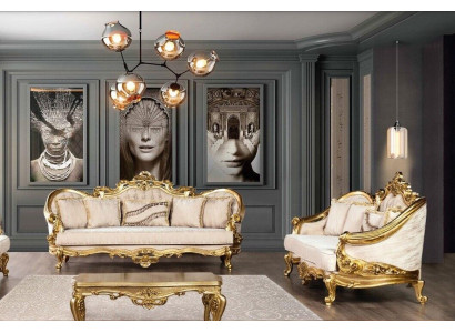 Luxury Sofa set 3+3 Seater Armchair Sofas Set Fabric Baroque Seat Group Suite