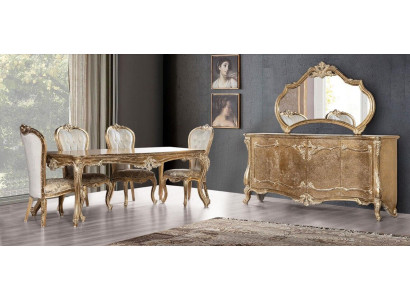 Dining room Dining table Chair Group Suite Set Wood Table Chest of drawers Mirror Set 7pcs