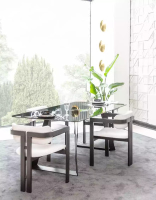 Luxury Dining room Glass Design Table Dining set Dining table with 4x chairs 5 pieces