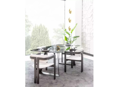 Luxury Dining room Glass Design Table Dining set Dining table with 4x chairs 5 pieces