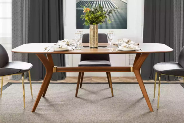 Italian style dining table 4x chairs wood table dining set modern design 5 pieces