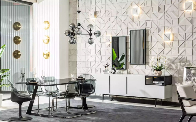 Design Dining room 6x Dining room Chairs Armchair Complete Dining set 9 pieces