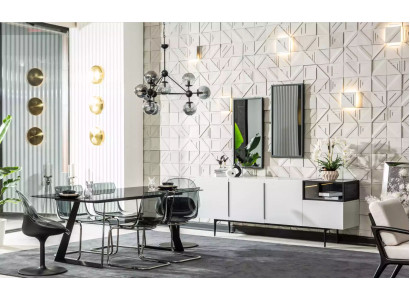 Design Dining room 6x Dining room Chairs Armchair Complete Dining set 9 pieces