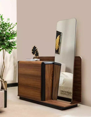 Beautiful modern chest of drawers with mirror in elegant brown