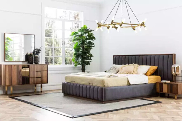 Stylish bedroom furniture set in minimalism and with functionality