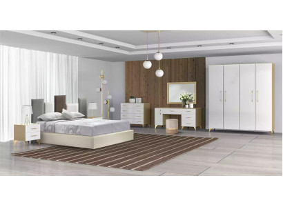 Bedroom Set Bed 2x Bedside table Chest of drawers 7-piece design luxury