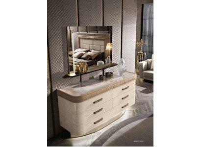 Chest of drawers with Mirror Sideboard Chests of drawers Set Italian Furniture 2pcs. Wardrobe Wood