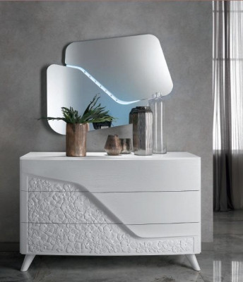 Luxury Set 2pcs Chest of drawers Mirror Chests of drawers Wood Console Modern Design White new