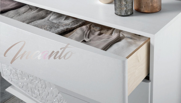 Luxury Set 2pcs Chest of drawers Mirror Chests of drawers Wood Console Modern Design White new