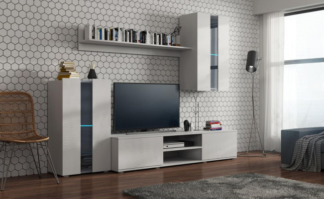 Set Modern Wall unit Display cabinets Shelf Wardrobe Living room Modern style wall units 4 pieces