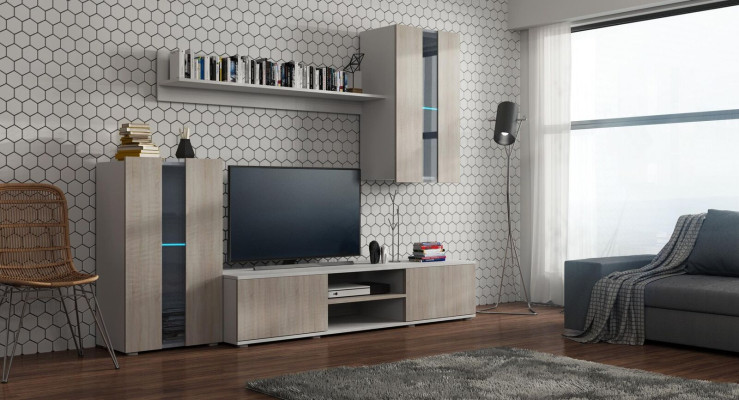 Set Modern Wall unit Display cabinets Shelf Wardrobe Living room Modern style wall units 4 pieces