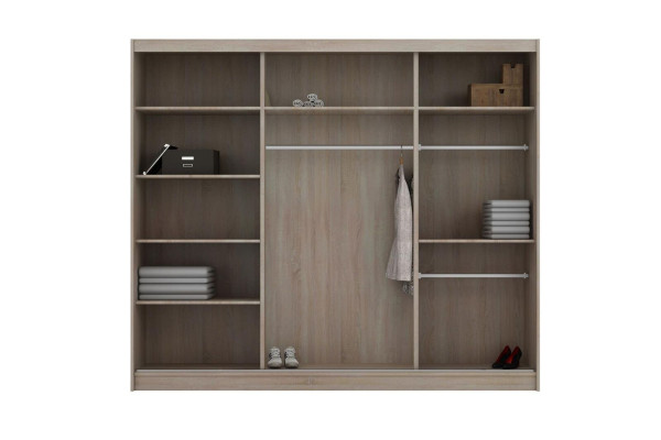 Mirror Wardrobe Bedroom Floating Doors 250cm Clothes Cabinets Sliding Doors