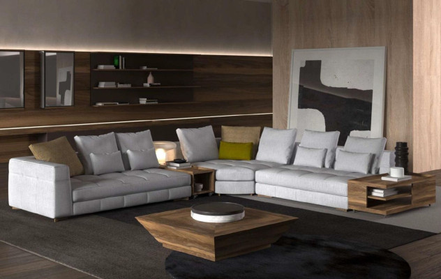 White corner sofa set textile sofas luxury couches L-shape Suite new