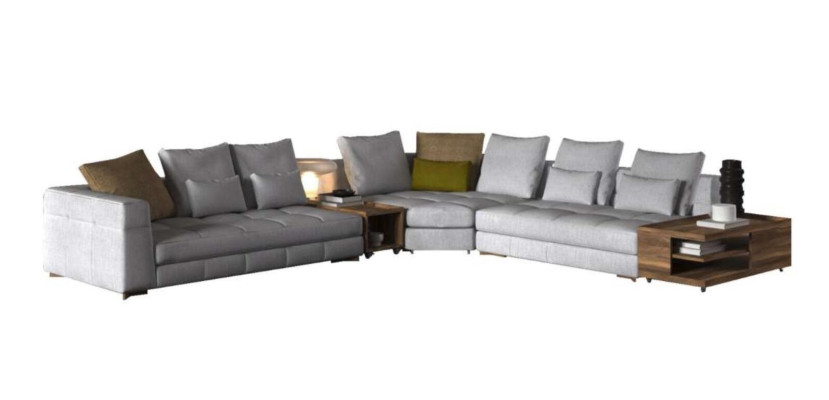 White corner sofa set textile sofas luxury couches L-shape Suite new