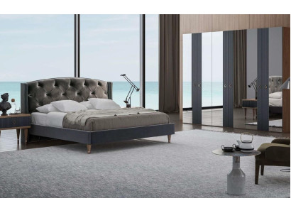 Modern Chesterfield Bedroom Set Designer Double bed Bedside tables