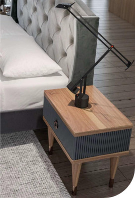 Modern Chesterfield Bedroom Set Designer Double bed Bedside tables