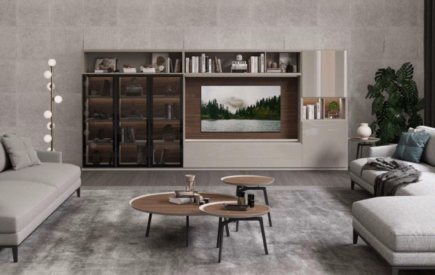 Wall unit Modern white Living room furniture Luxurious wooden furniture Furnishings