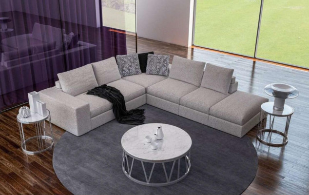 White Corner sofa Upholstery Corner suite Luxury L-shape Sofas Modern Design