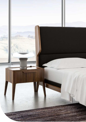Brown Bedroom Set Bed Bedside Tables 2 Pieces Modern Style Luxury Furniture