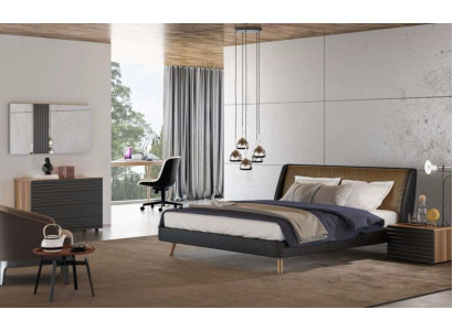 Bedroom set Bed frame Bedside tables Chest of drawers Mirror wooden furniture