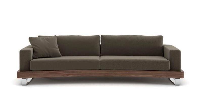Modern three-seater sofa upholstered couch living room furniture set wooden frame