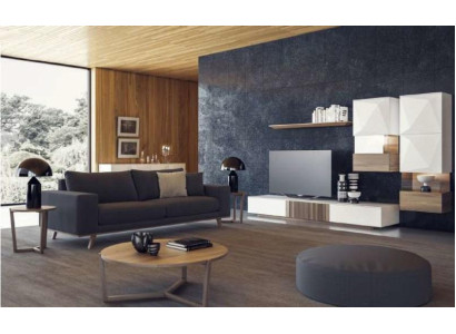 Gray living room sofa luxury three-seater upholstered couch modern furniture style