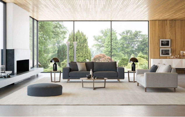 Gray living room sofa luxury three-seater upholstered couch modern furniture style