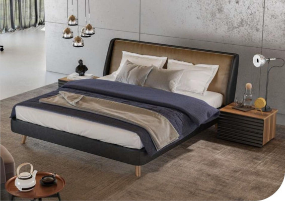 Bedroom Set Bed 2x Bedside table Complete e Furniture Beds Natural Walnut