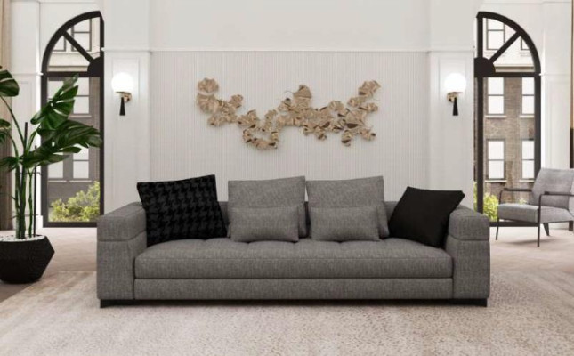 Gray sofa three seater living room seating furniture wooden frame sofa collection