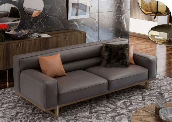 Gray Three Seater Modern Luxury Couch Living room furniture Living room Sofa