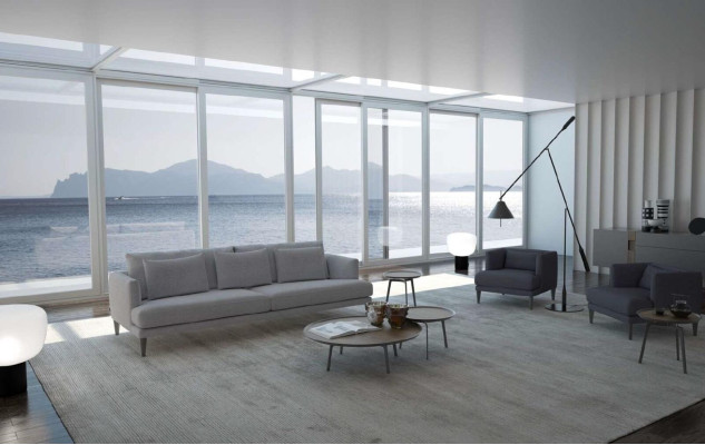 Modern gray sofa three-seater seating furniture designer luxury couches living furniture