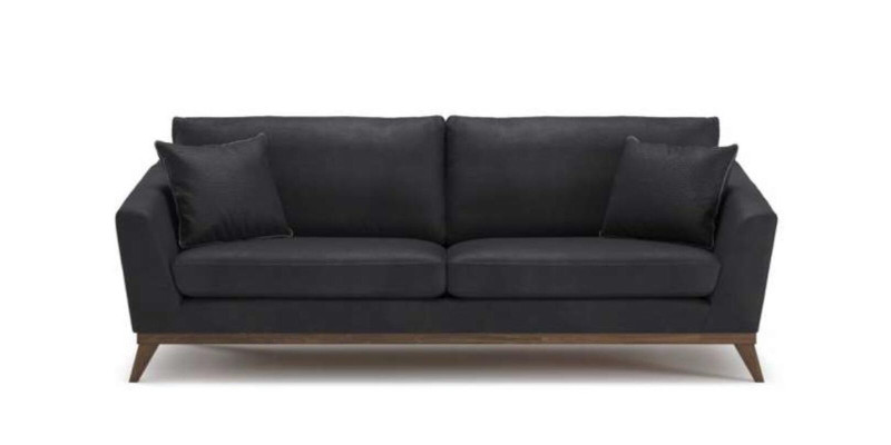 Gray Imitation Leather Three Seater Living Room Sofa Modern Couch Style Furniture