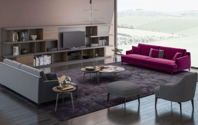 Pink three-seater modern couch living room sofas style furniture luxury design