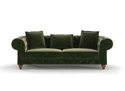 Green Chesterfield Textile three seater luxury couch living room sofas style