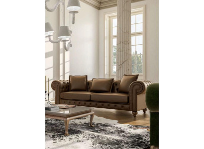 Brown three seater Living room couch Luxury Leather Sofas Style Furniture new