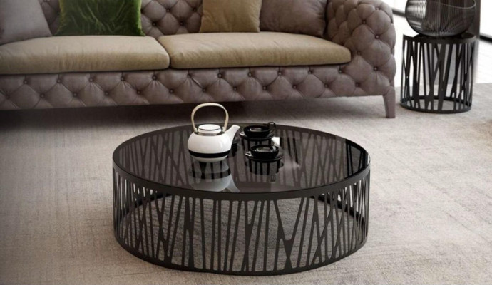 Modern designer coffee table glass table side tables set living room