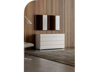White Designer Luxury Chest of drawers with Mirror 4 Drawers Wood Furniture new
