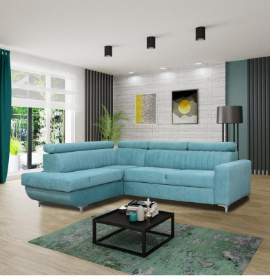 Blue e Couch Living landscape Fabric Corner Sofa Design Textile Sofa L-shape Furniture