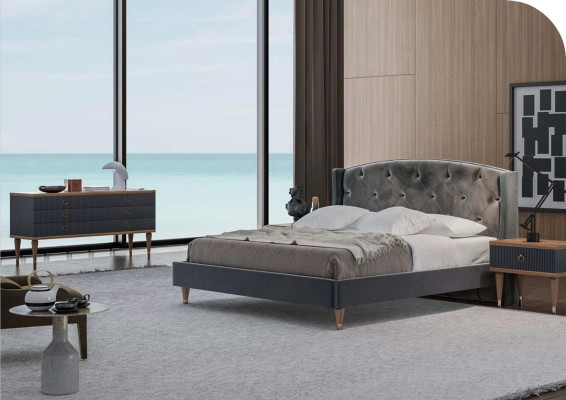 Natural Walnut-Matt Anthracite Bedside table with drawers Console tables