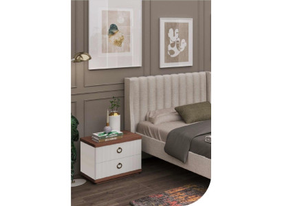 White Bedside table with drawers Wooden furniture Modern luxury bedroom furniture