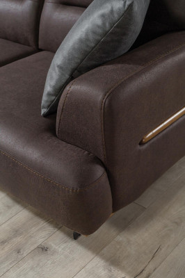 Modern Sofa 3 Seat Leather Brown Furniture Sofas Couch Seat Cushion Three Seater