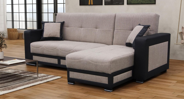 Corner sofa with Stool Sofa bed Suite Living landscape L-shape Designer Sofa Couch
