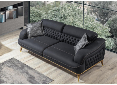 Luxury Three Seater Sofa 3 Seat Furniture Sofas Black Couch Fabric Couches