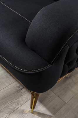 Luxury Three Seater Sofa 3 Seat Furniture Sofas Black Couch Fabric Couches