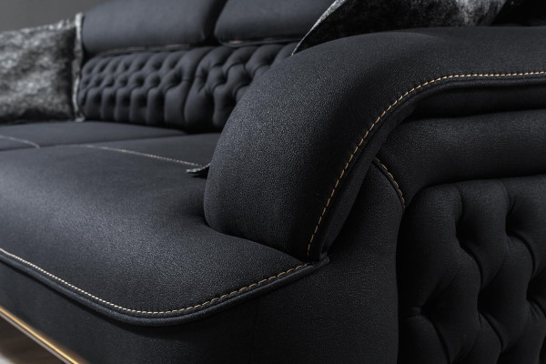 Luxury Three Seater Sofa 3 Seat Furniture Sofas Black Couch Fabric Couches