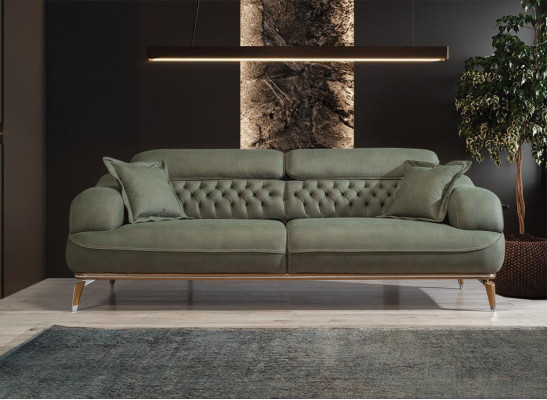 Sofa 3 Seater Gray Luxury Textile Living room Design Italian Style