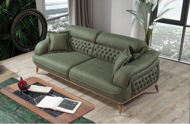 Sofa 3 Seater Gray Luxury Textile Living room Design Italian Style