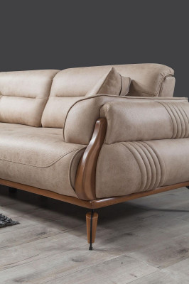 Luxury Three Seater Designer Sofa Upholstery Sofas Couches Beige Leather new