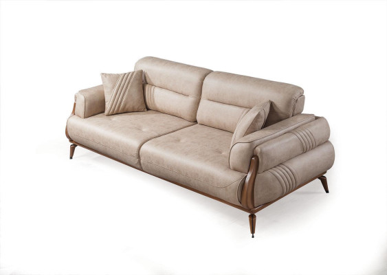 Luxury Three Seater Designer Sofa Upholstery Sofas Couches Beige Leather new